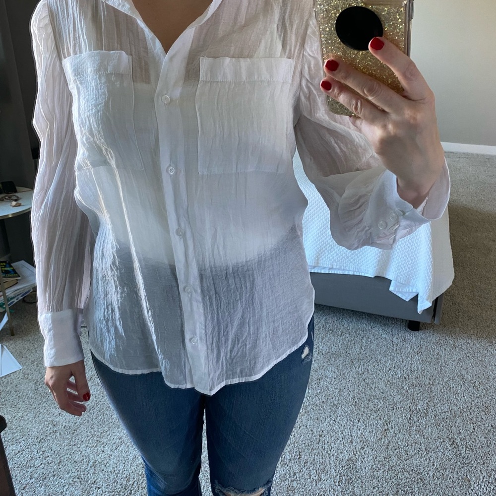 Express white sheer button down - Picture 4 of 4